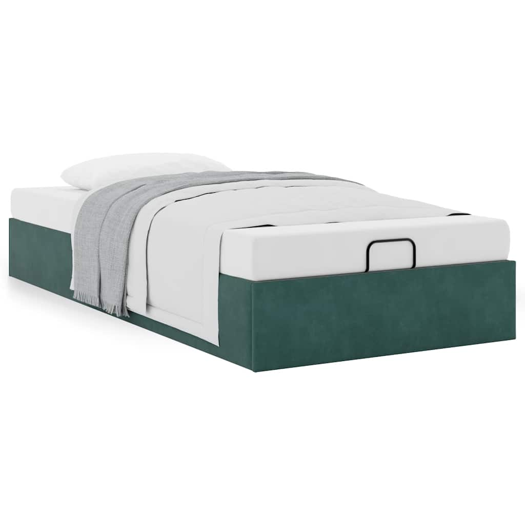 Cadre de lit ottoman sans matelas vert foncé 80x200 cm velours