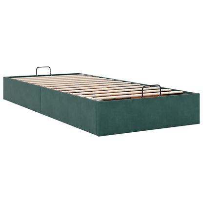 Cadre de lit ottoman sans matelas vert foncé 80x200 cm velours