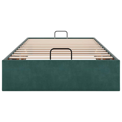 Cadre de lit ottoman sans matelas vert foncé 80x200 cm velours