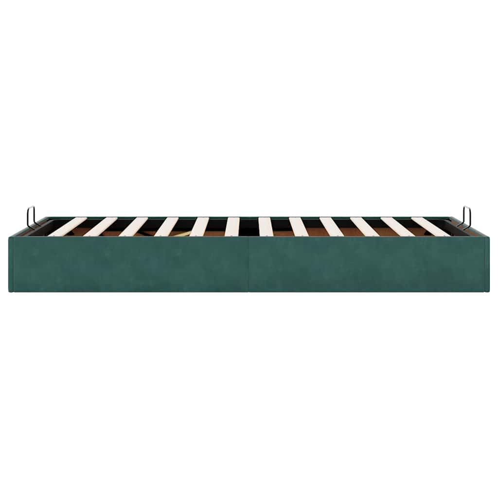 Cadre de lit ottoman sans matelas vert foncé 80x200 cm velours