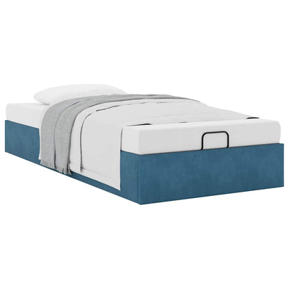 Cadre de lit ottoman sans matelas bleu foncé 80x200 cm velours