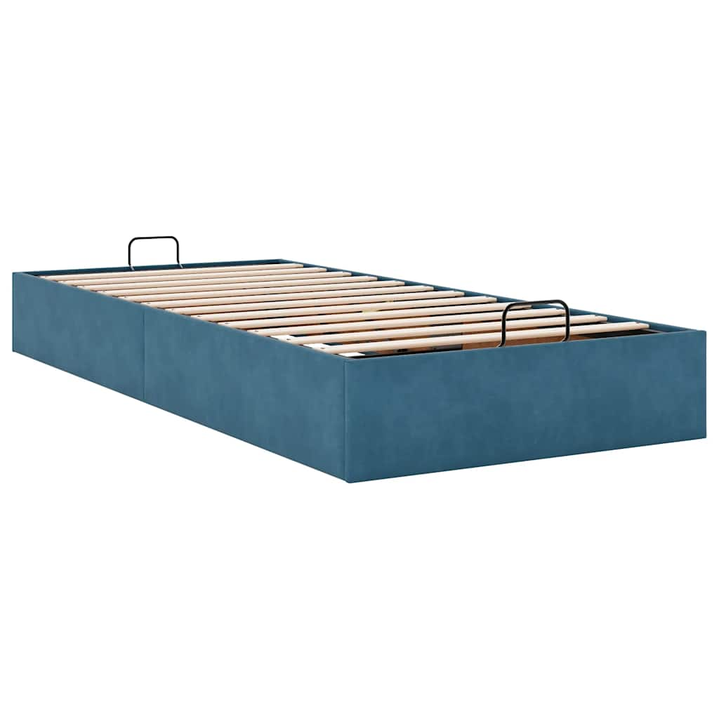 Cadre de lit ottoman sans matelas bleu foncé 80x200 cm velours