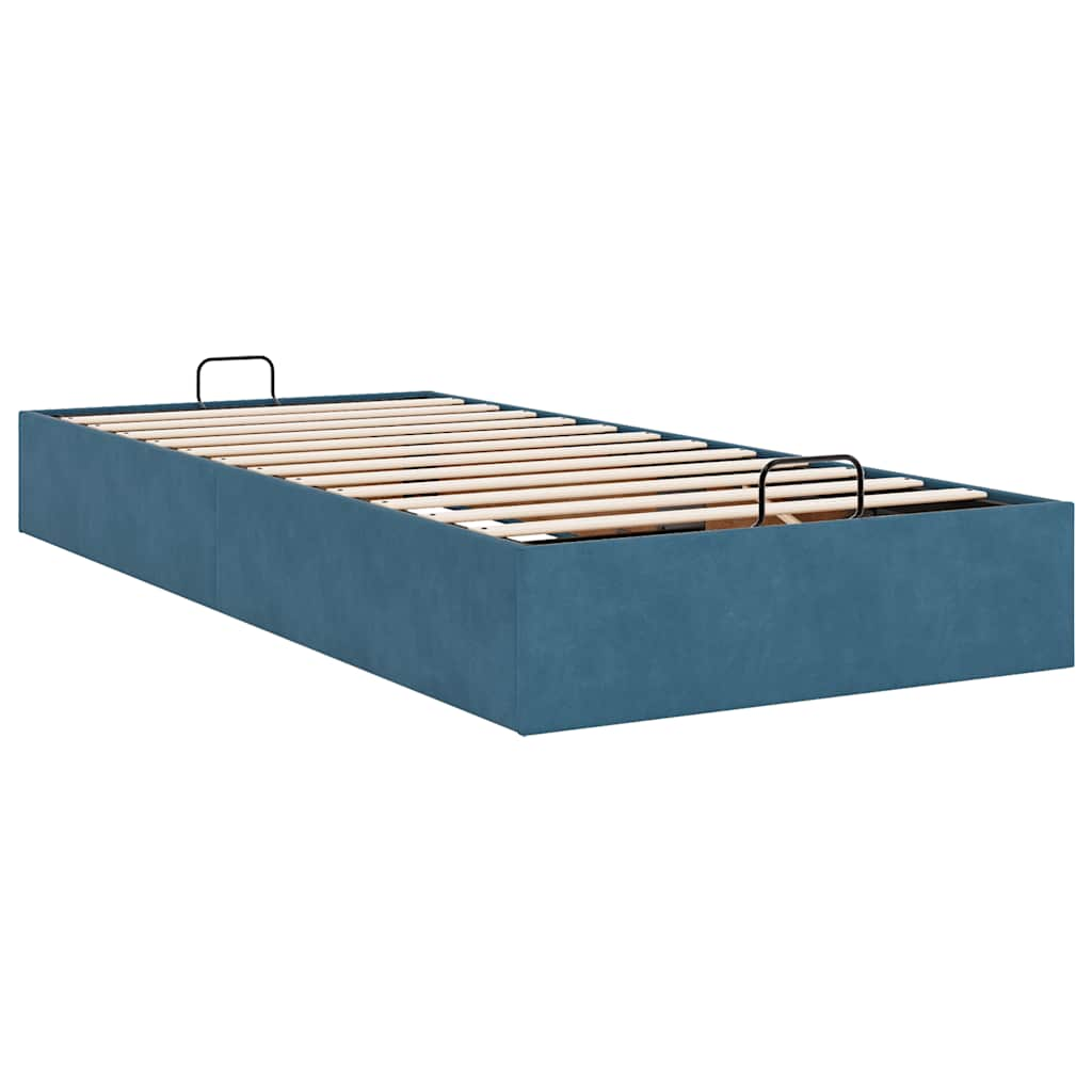 Cadre de lit ottoman sans matelas bleu foncé 80x200 cm velours