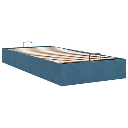 Cadre de lit ottoman sans matelas bleu foncé 80x200 cm velours