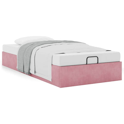 Cadre de lit ottoman sans matelas rose 80x200 cm velours