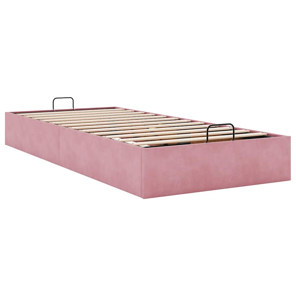 Cadre de lit ottoman sans matelas rose 80x200 cm velours