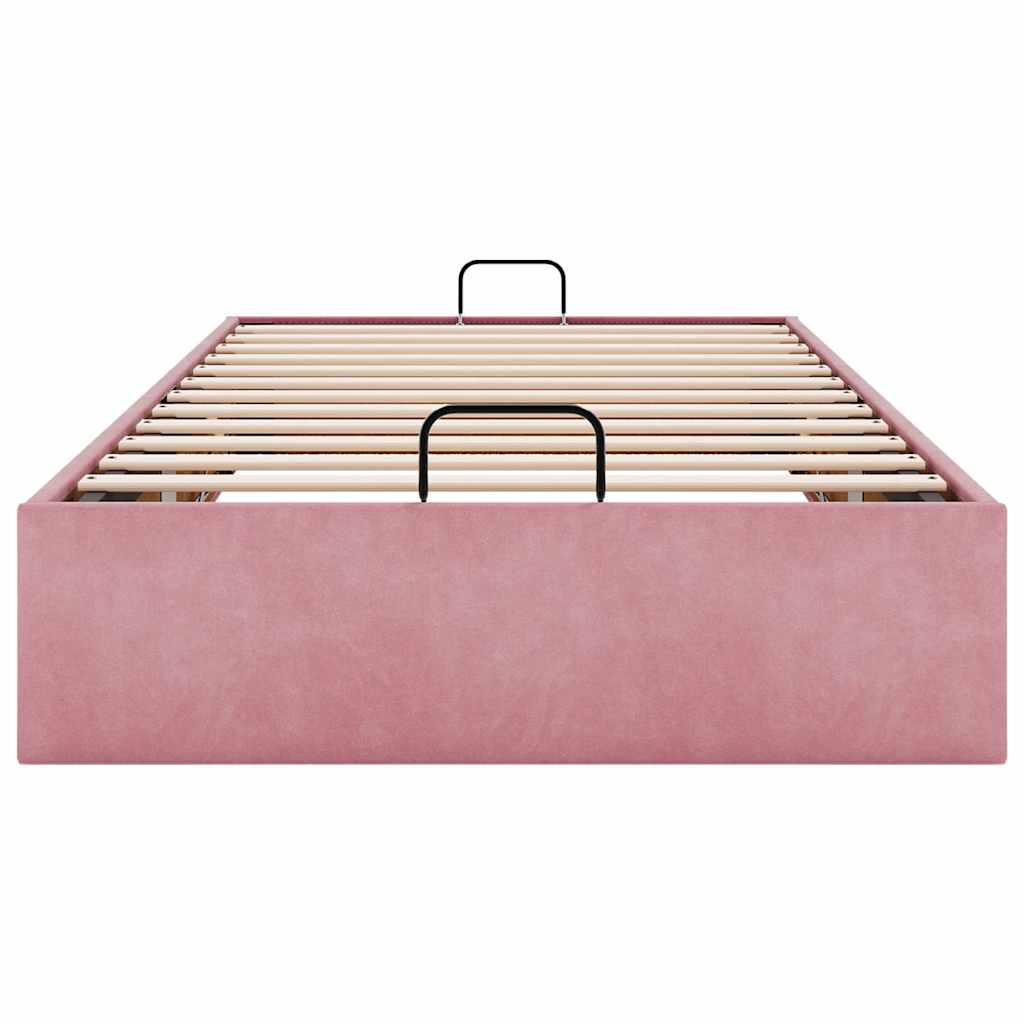 Cadre de lit ottoman sans matelas rose 80x200 cm velours