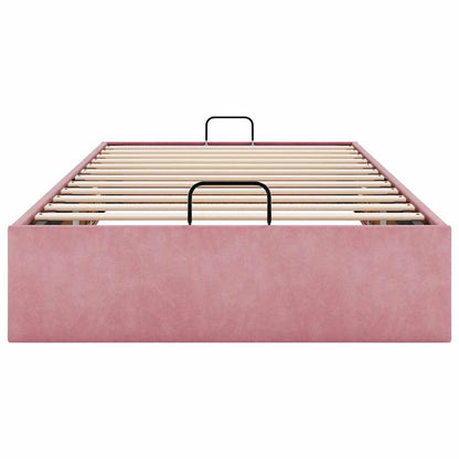 Cadre de lit ottoman sans matelas rose 80x200 cm velours