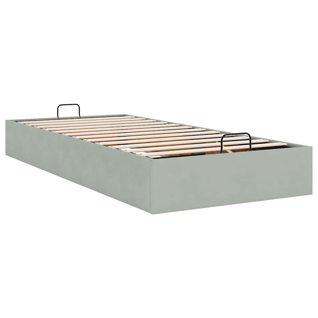 Cadre de lit ottoman sans matelas gris clair 90x190 cm velours