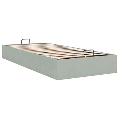 Cadre de lit ottoman sans matelas gris clair 90x190 cm velours