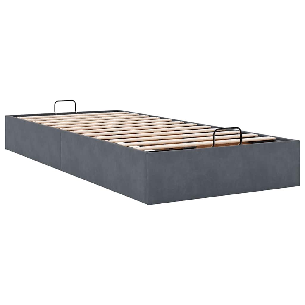 Cadre de lit ottoman sans matelas gris foncé 90x190 cm velours