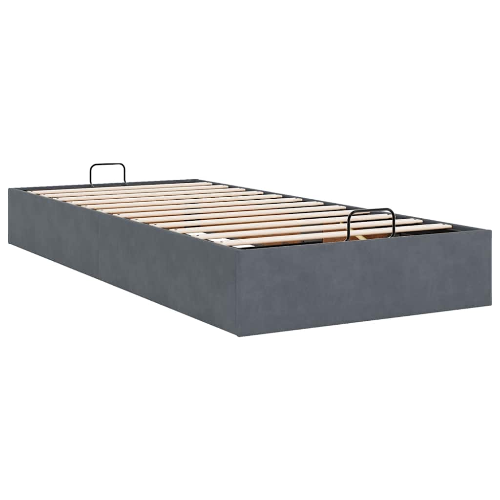 Cadre de lit ottoman sans matelas gris foncé 90x190 cm velours