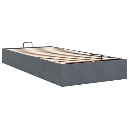 Cadre de lit ottoman sans matelas gris foncé 90x190 cm velours