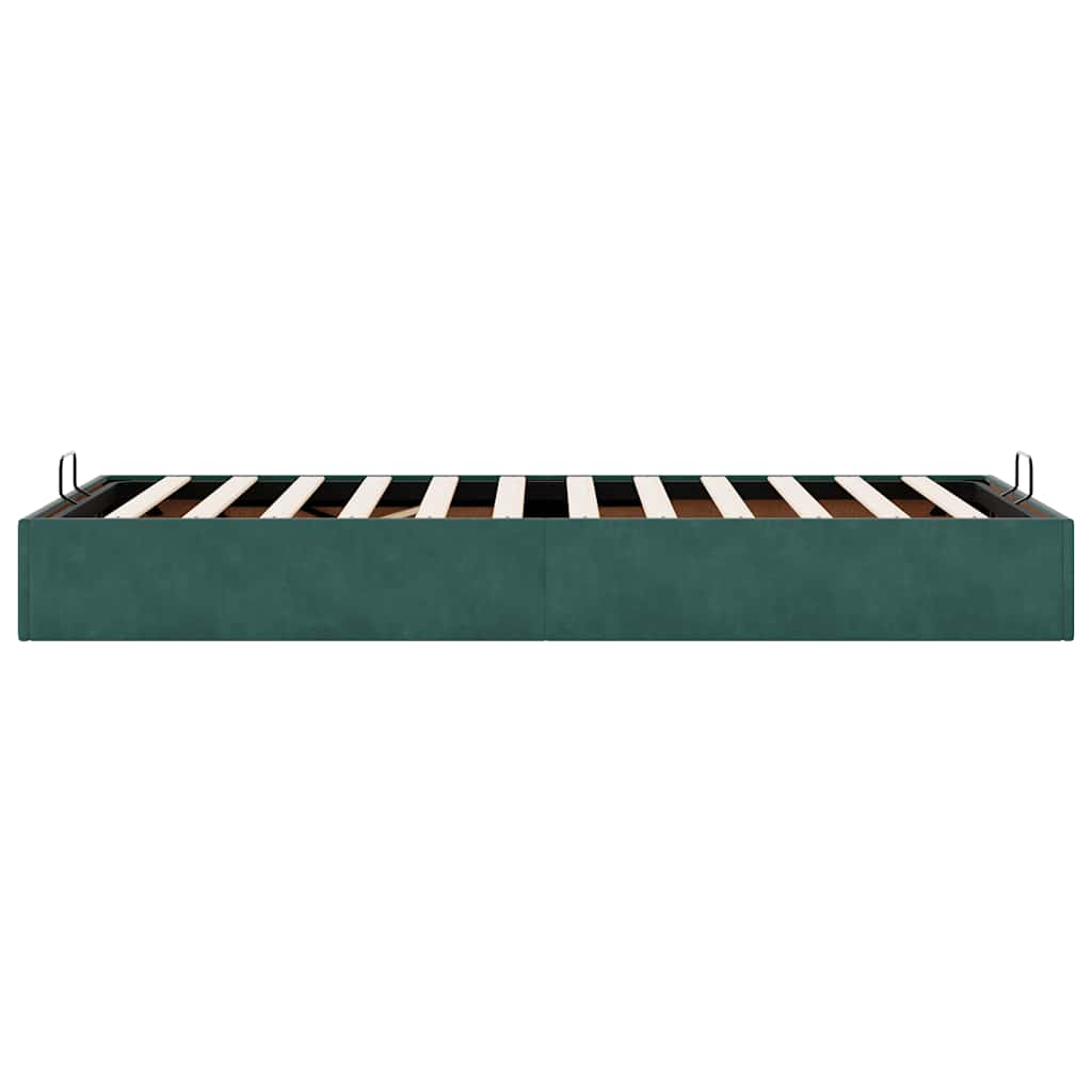 Cadre de lit ottoman sans matelas vert foncé 90x190 cm velours