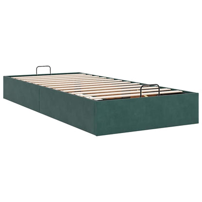 Cadre de lit ottoman sans matelas vert foncé 90x190 cm velours