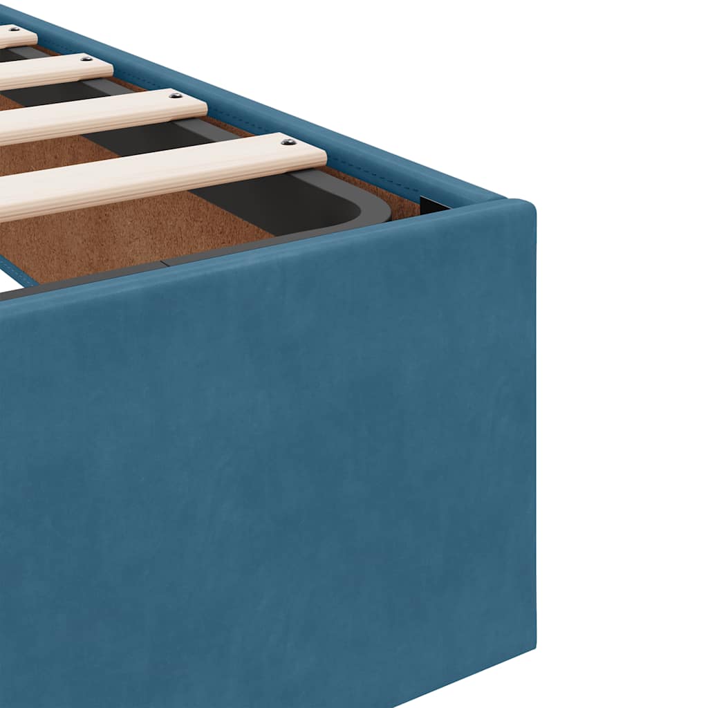 Cadre de lit ottoman sans matelas bleu foncé 90x190 cm velours