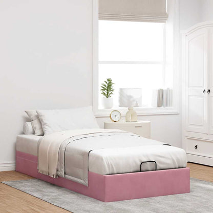 Cadre de lit ottoman sans matelas rose 90x190 cm velours