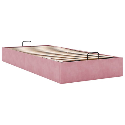 Cadre de lit ottoman sans matelas rose 90x190 cm velours