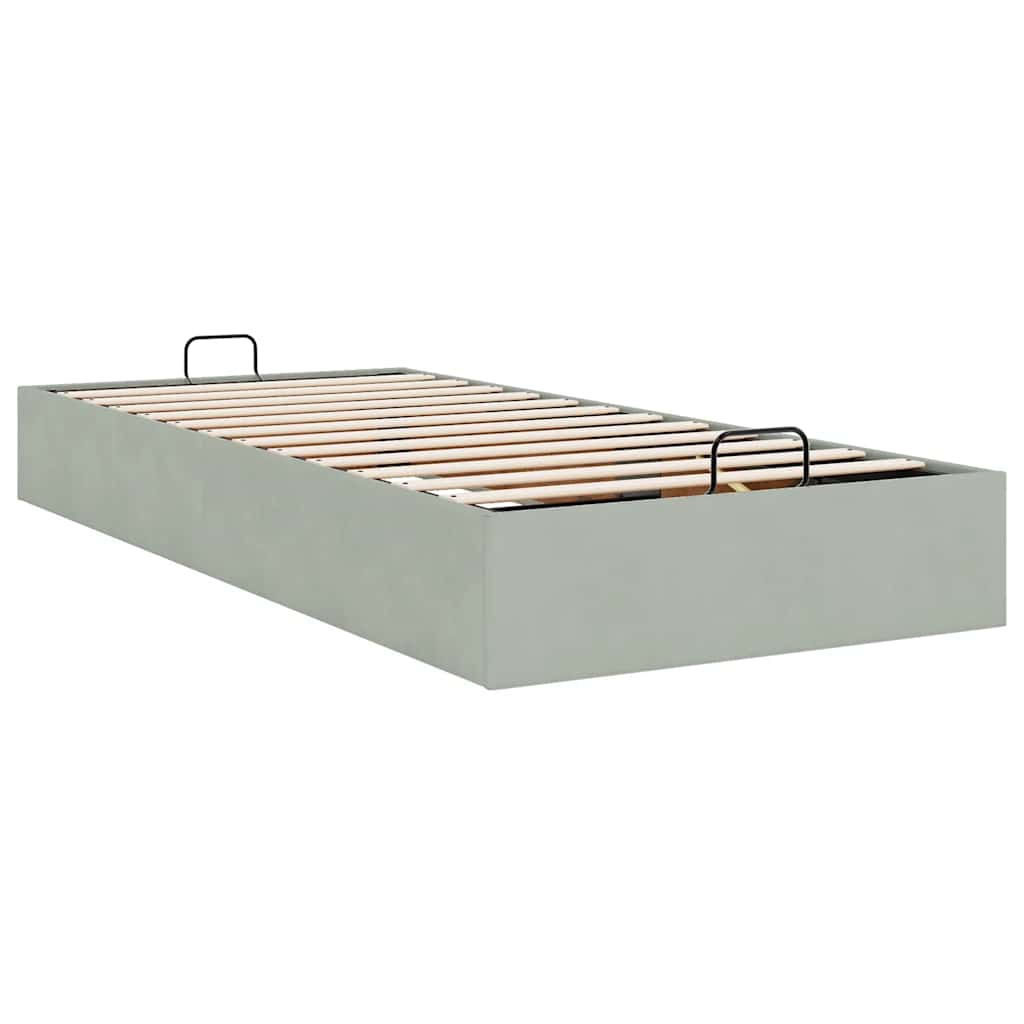 Cadre de lit ottoman sans matelas gris clair 90x200 cm velours