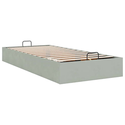 Cadre de lit ottoman sans matelas gris clair 90x200 cm velours