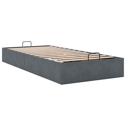 Cadre de lit ottoman sans matelas gris foncé 90x200 cm velours