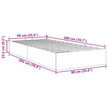 Cadre de lit ottoman sans matelas gris foncé 90x200 cm velours