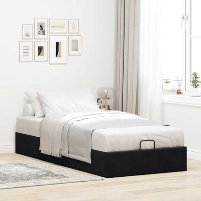 Cadre de lit ottoman sans matelas noir 90x200 cm velours