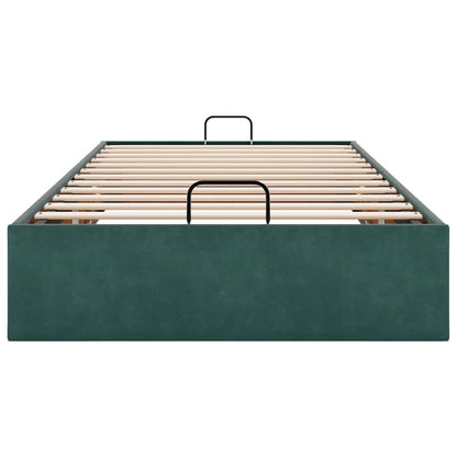 Cadre de lit ottoman sans matelas vert foncé 90x200 cm velours