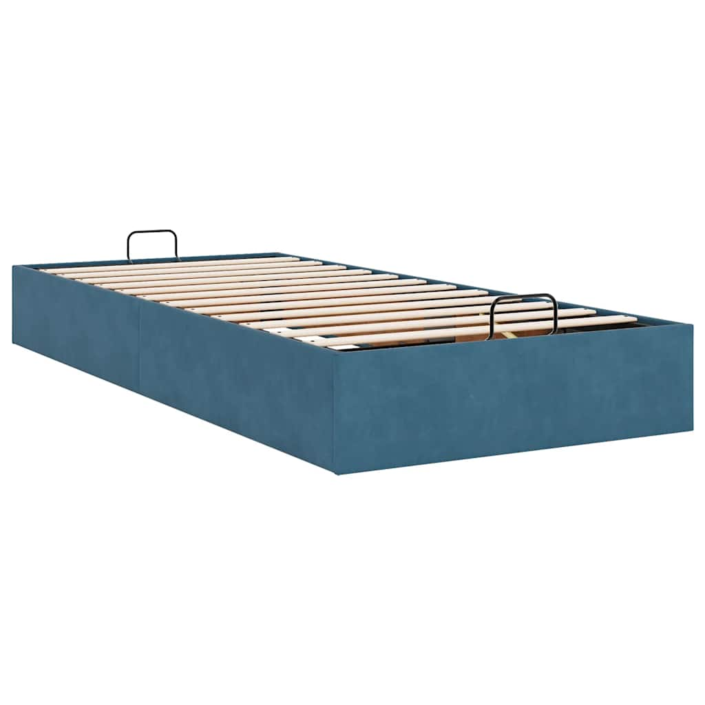 Cadre de lit ottoman sans matelas bleu foncé 90x200 cm velours