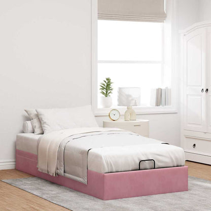 Cadre de lit ottoman sans matelas rose 90x200 cm velours