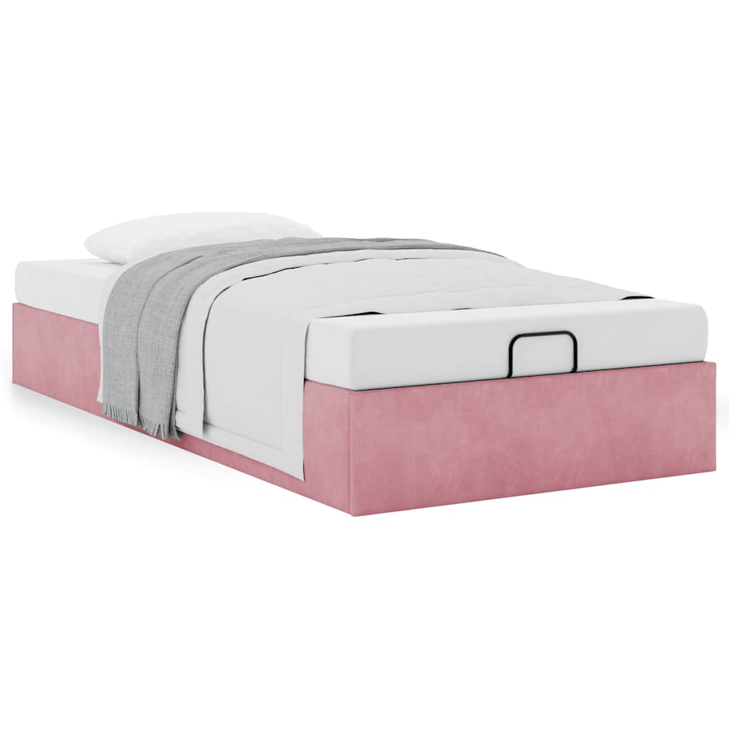 Cadre de lit ottoman sans matelas rose 90x200 cm velours