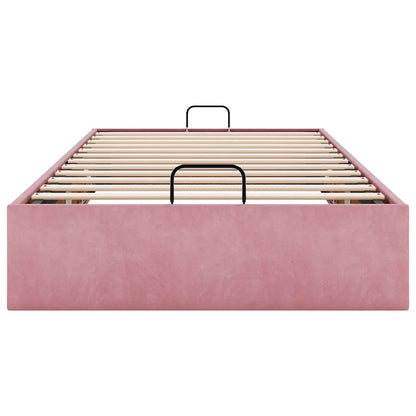 Cadre de lit ottoman sans matelas rose 90x200 cm velours