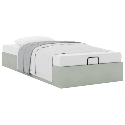 Cadre de lit ottoman sans matelas gris clair 100x200 cm velours