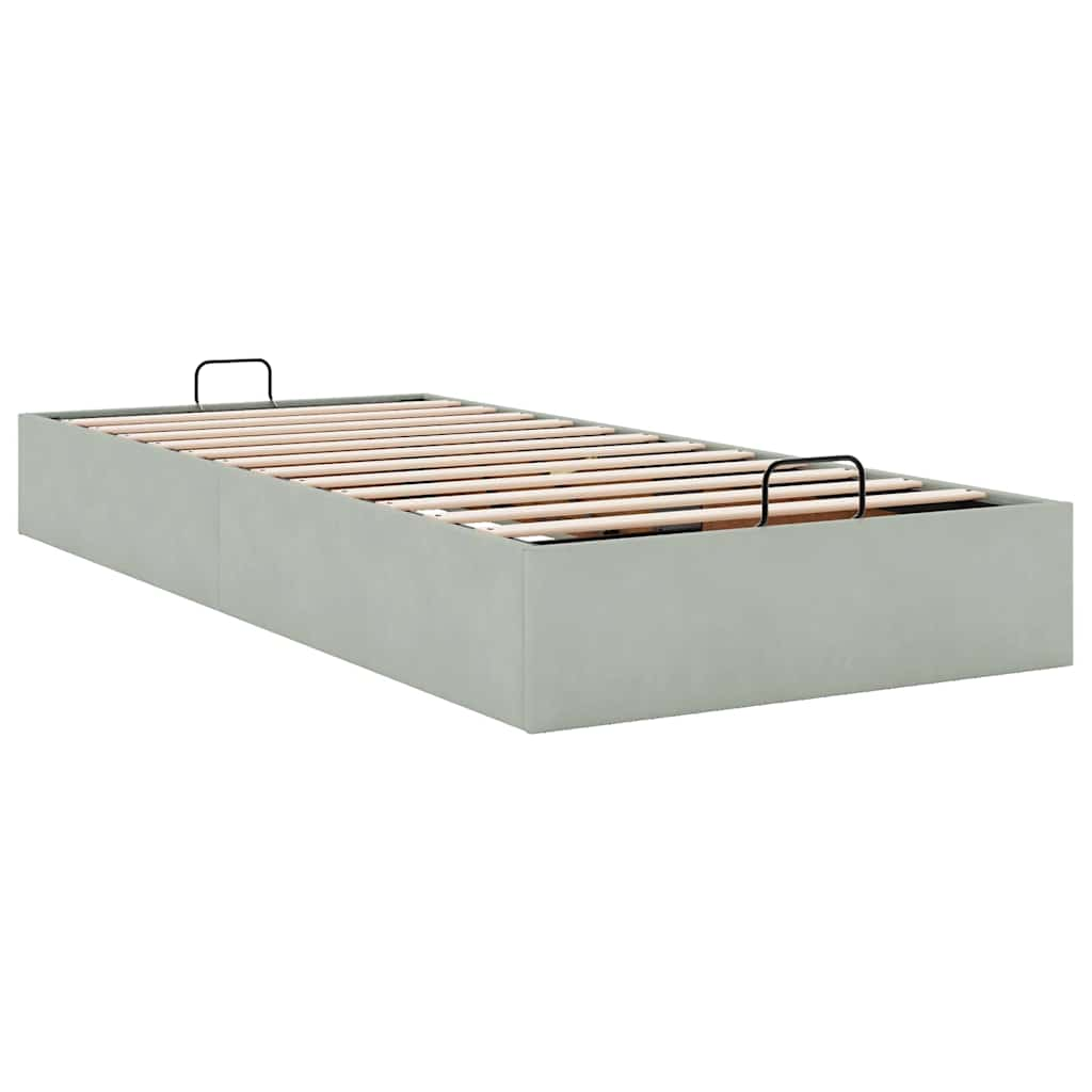 Cadre de lit ottoman sans matelas gris clair 100x200 cm velours