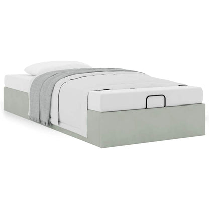 Cadre de lit ottoman sans matelas gris clair 100x200 cm velours