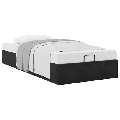 Cadre de lit ottoman sans matelas noir 100x200 cm velours