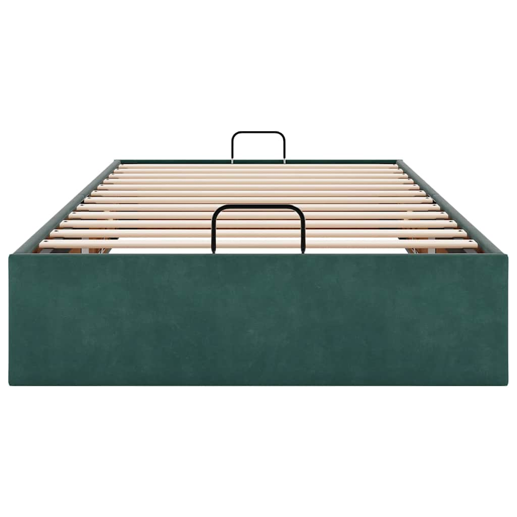 Cadre de lit ottoman sans matelas vert foncé 100x200 cm velours