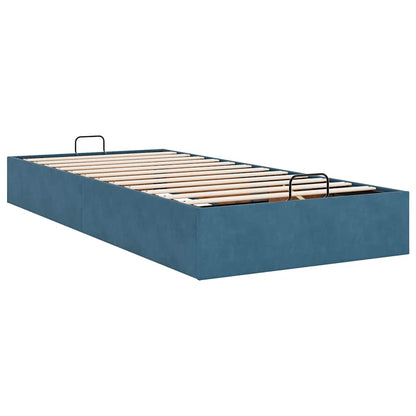 Cadre de lit ottoman sans matelas bleu foncé 100x200 cm velours