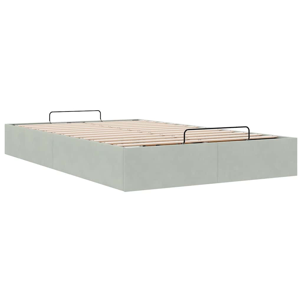 Cadre de lit ottoman sans matelas gris clair 120x190 cm velours