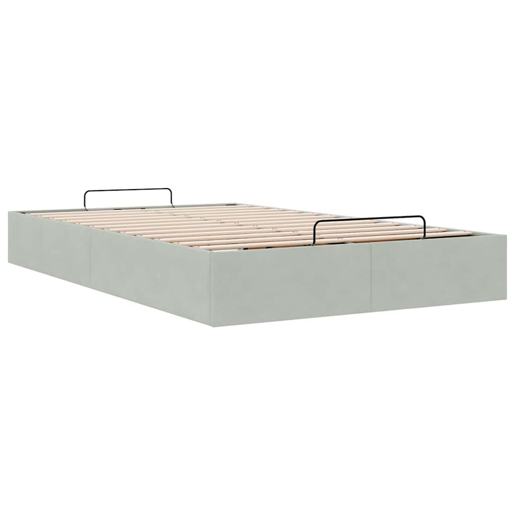 Cadre de lit ottoman sans matelas gris clair 120x190 cm velours