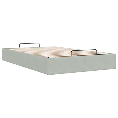 Cadre de lit ottoman sans matelas gris clair 120x190 cm velours