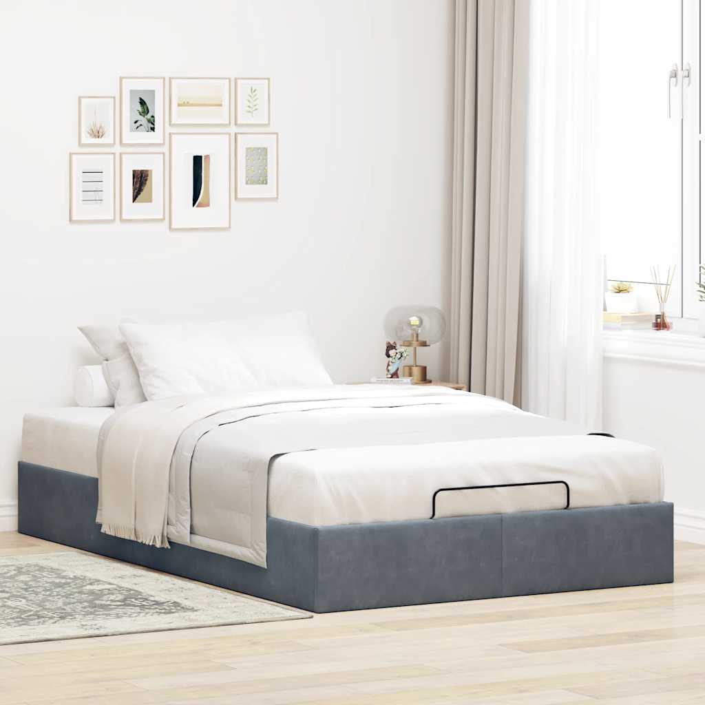 Cadre de lit ottoman sans matelas gris foncé 120x190 cm velours