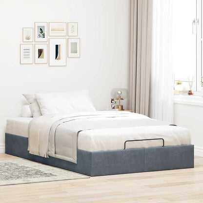 Cadre de lit ottoman sans matelas gris foncé 120x190 cm velours