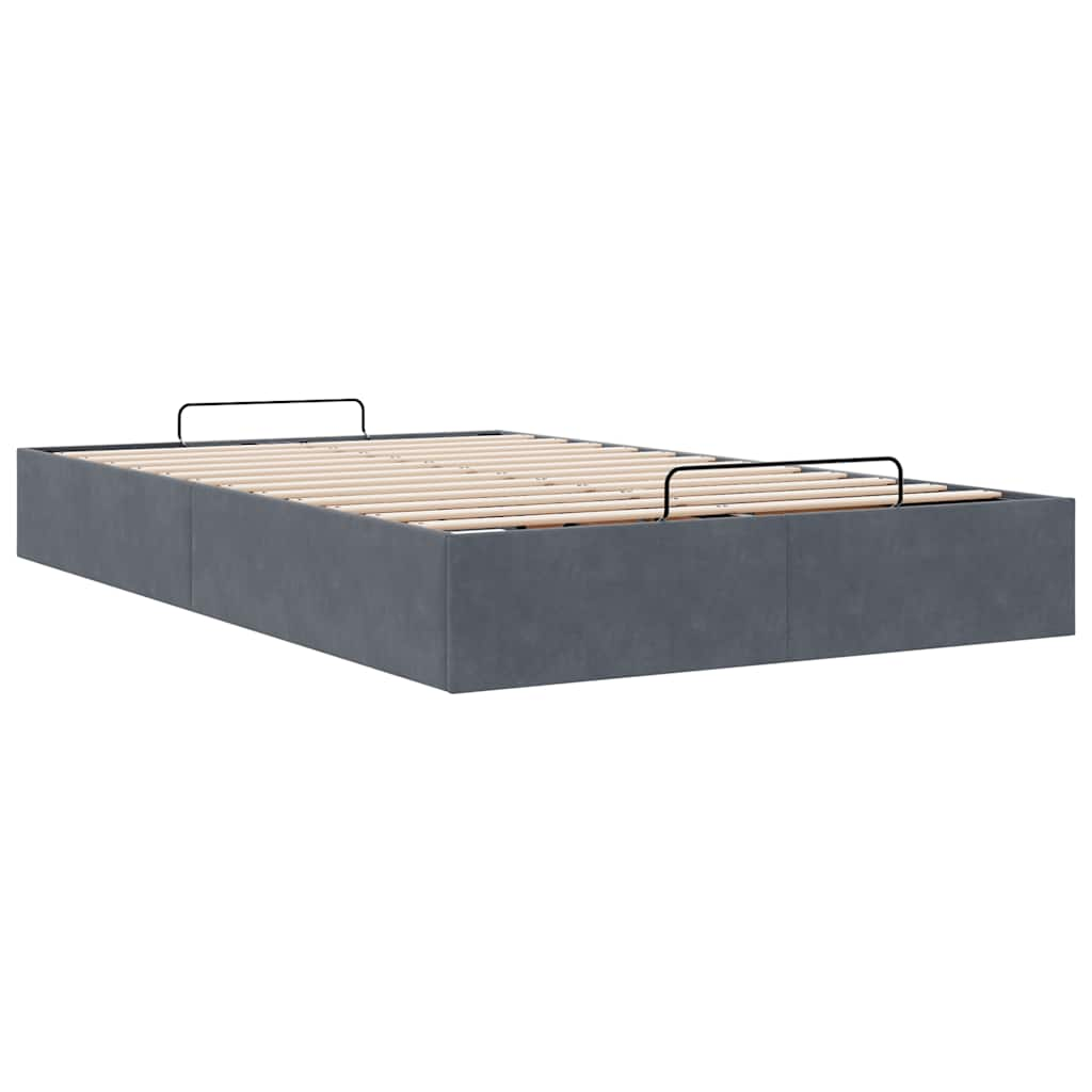 Cadre de lit ottoman sans matelas gris foncé 120x190 cm velours