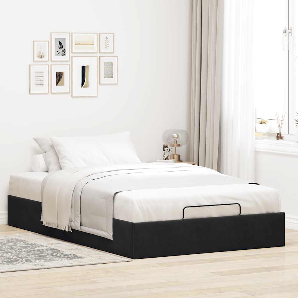 Cadre de lit ottoman sans matelas noir 120x190 cm velours