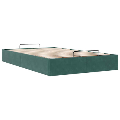 Cadre de lit ottoman sans matelas vert foncé 120x190 cm velours