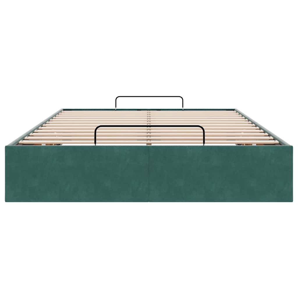 Cadre de lit ottoman sans matelas vert foncé 120x190 cm velours