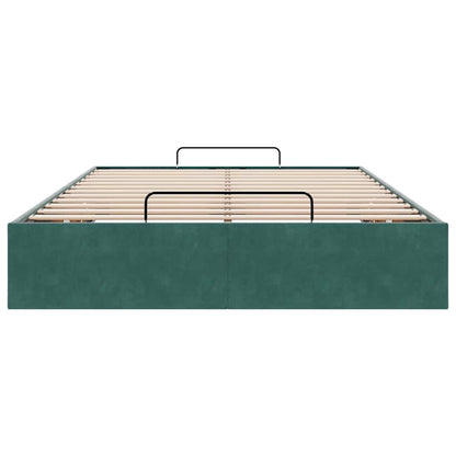 Cadre de lit ottoman sans matelas vert foncé 120x190 cm velours