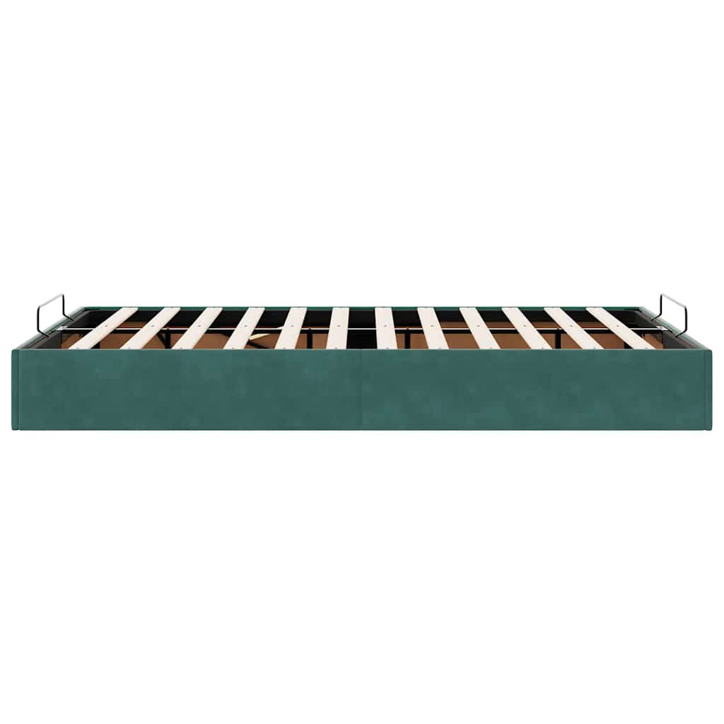 Cadre de lit ottoman sans matelas vert foncé 120x190 cm velours