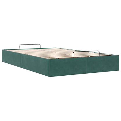 Cadre de lit ottoman sans matelas vert foncé 120x190 cm velours